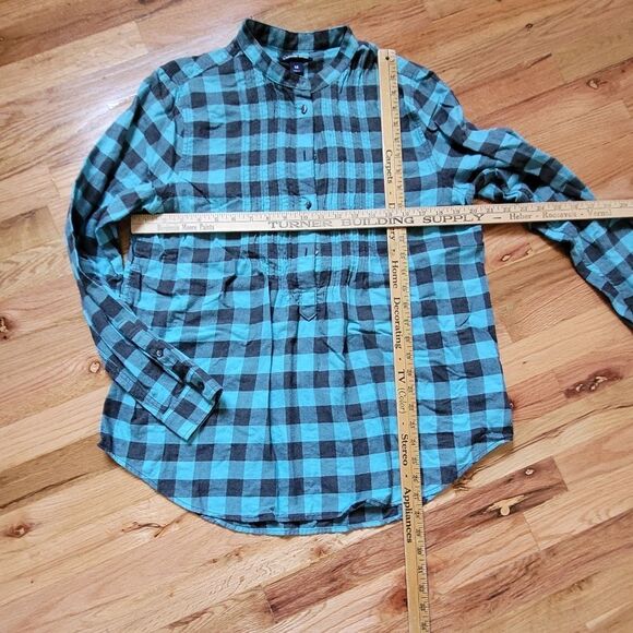 Lands End Women's 14 Pleated Tunic Style Buffalo Plaid Top - Picture 2 of 4